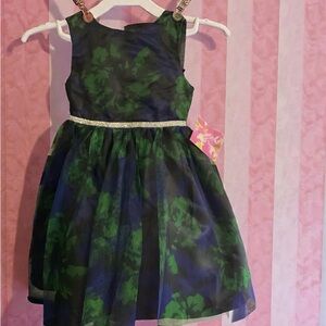 Floral Green and Blue Kids Dress